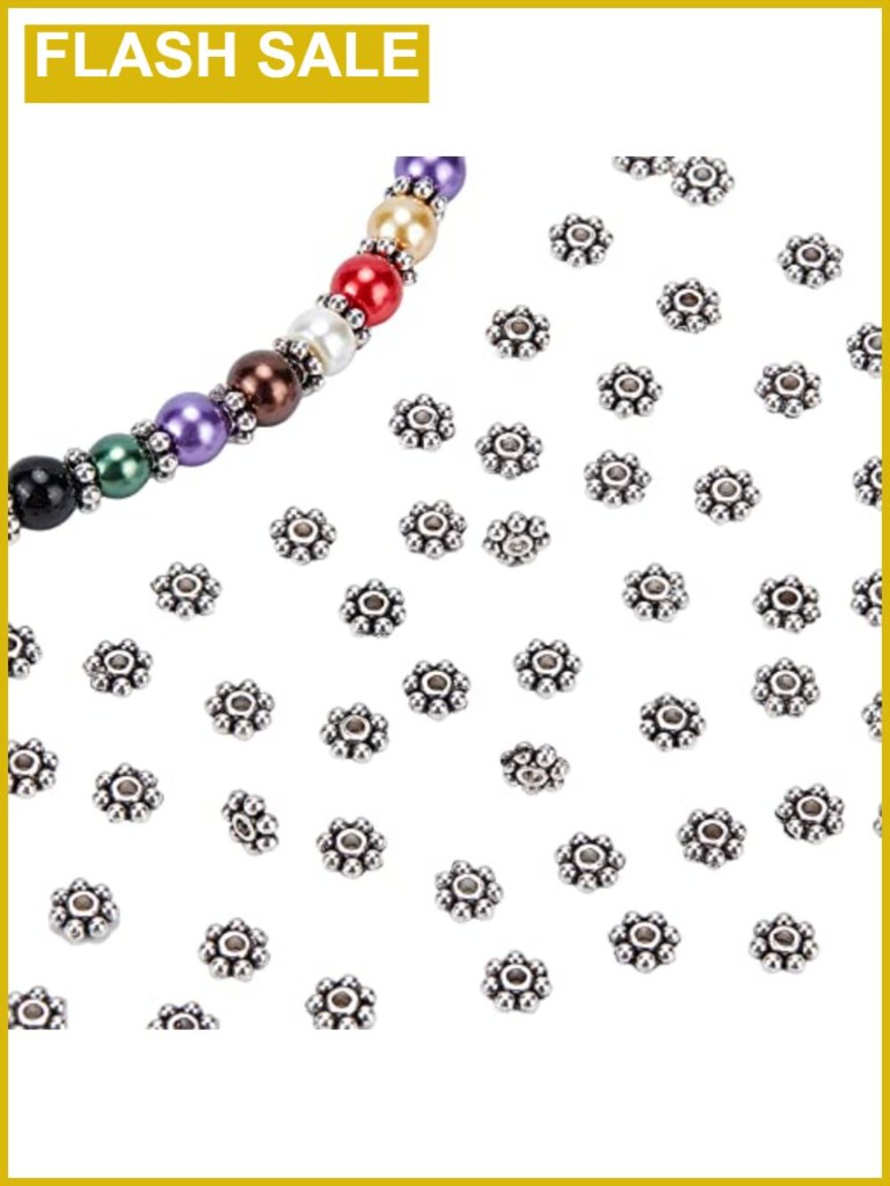 Antique Silver Flower Spacer Beads 300pcs 6mm DIY Jewelry Making Supplies
